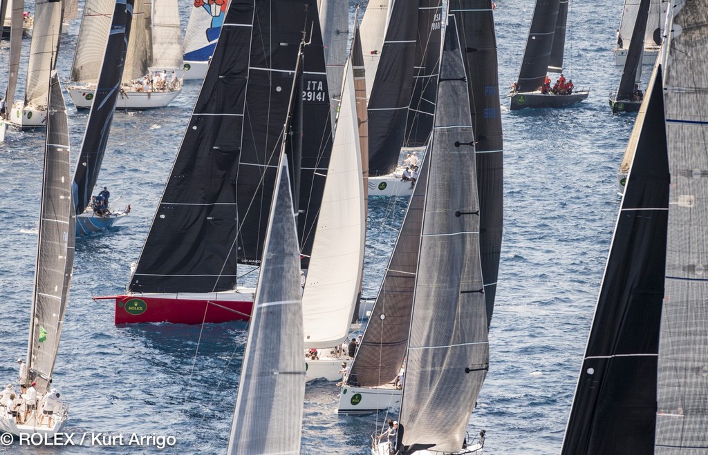 Fleet action during day 1 of racing at the 2017 Giraglia Rolex Cup