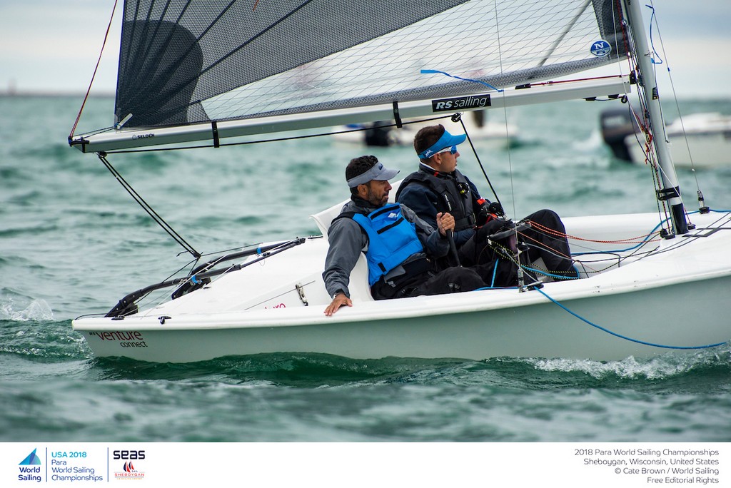 2018 Para Sailing World Championship, Sheboygan, Wisconsin, USA. Over 90 competitors from 39 nations in three classes — Hansa 303, 2.4m OD, and RS Venture — competing from 18 September to 22 September 2018. The host, Sail Sheboygan & SEAS, is located on the water of Lake Michigan, the fourth largest fresh water lake in the world.